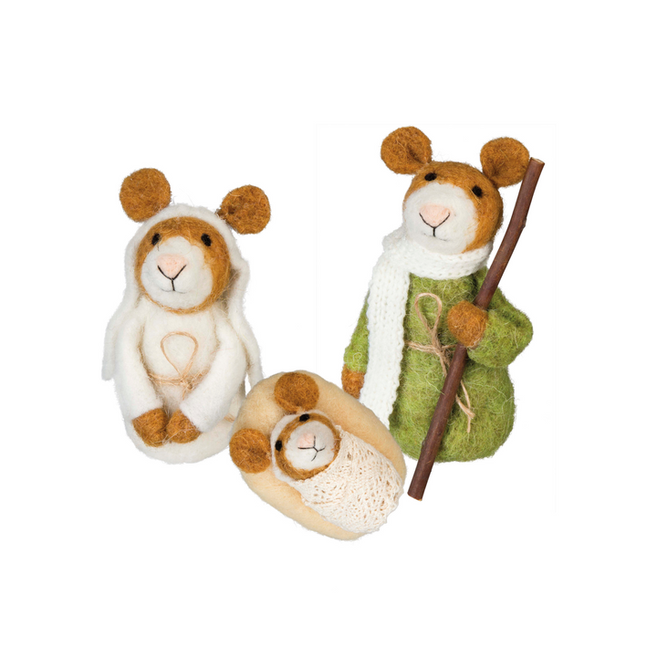 Mouse Nativity Felt Animal I Felt Christmas Ornament I Felt Mouse – Zoo Ornaments