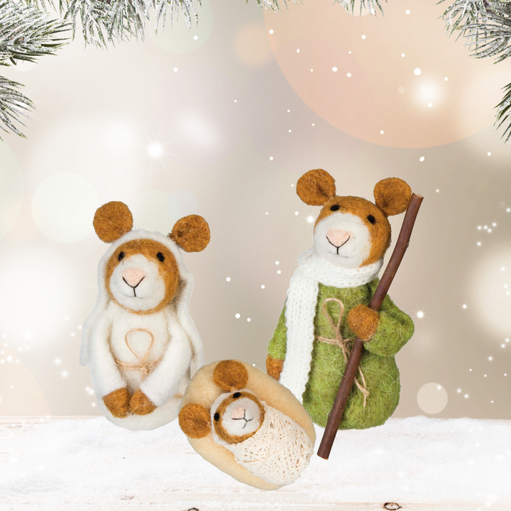 Mouse Nativity Felt Animal I Felt Christmas Ornament I Felt Mouse – Zoo Ornaments