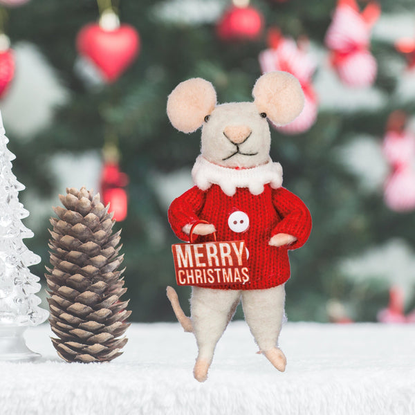 Felt Mouse, Needle Felt Mouse, Felt Animal, Felt Christmas Ornament, Felt Mouse Ornament, Felt Ornament, Mouse Ornament, Wool Mouse